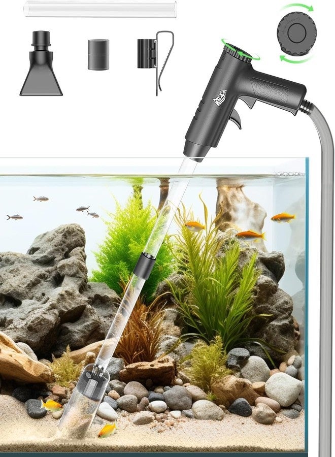 AQQA Aquarium Gravel Cleaner, 4-in-1 Upgrade Suction Power Manual Fish Tank Gravel Vacuum Cleaner Tools for Aquarium Water Changer with Water Flow Adjustment Use for Fish Tank Cleaning Gravel Sand - Image 1